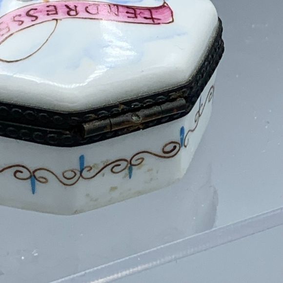 Limoges France Octagon Shaped Hinged Trinket Box Love Birds TENDRESSE Decor Main - Picture 8 of 14